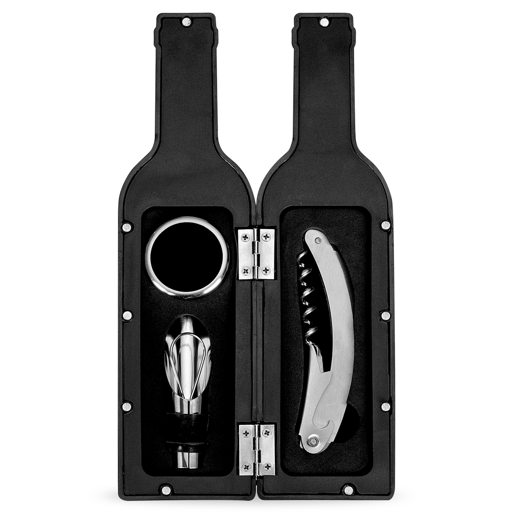 Kit Vinho Garrafa pecas PRETO