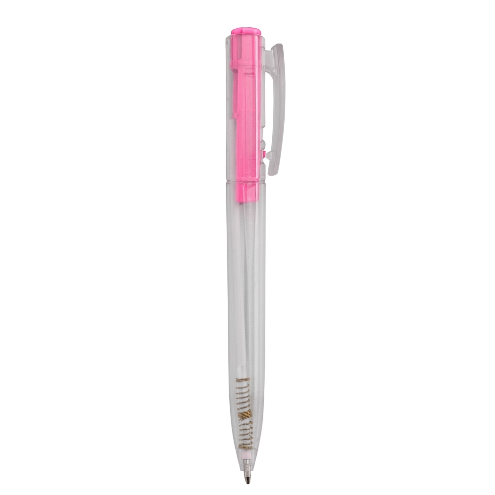 Caneta Plastica Transparente ROSA
