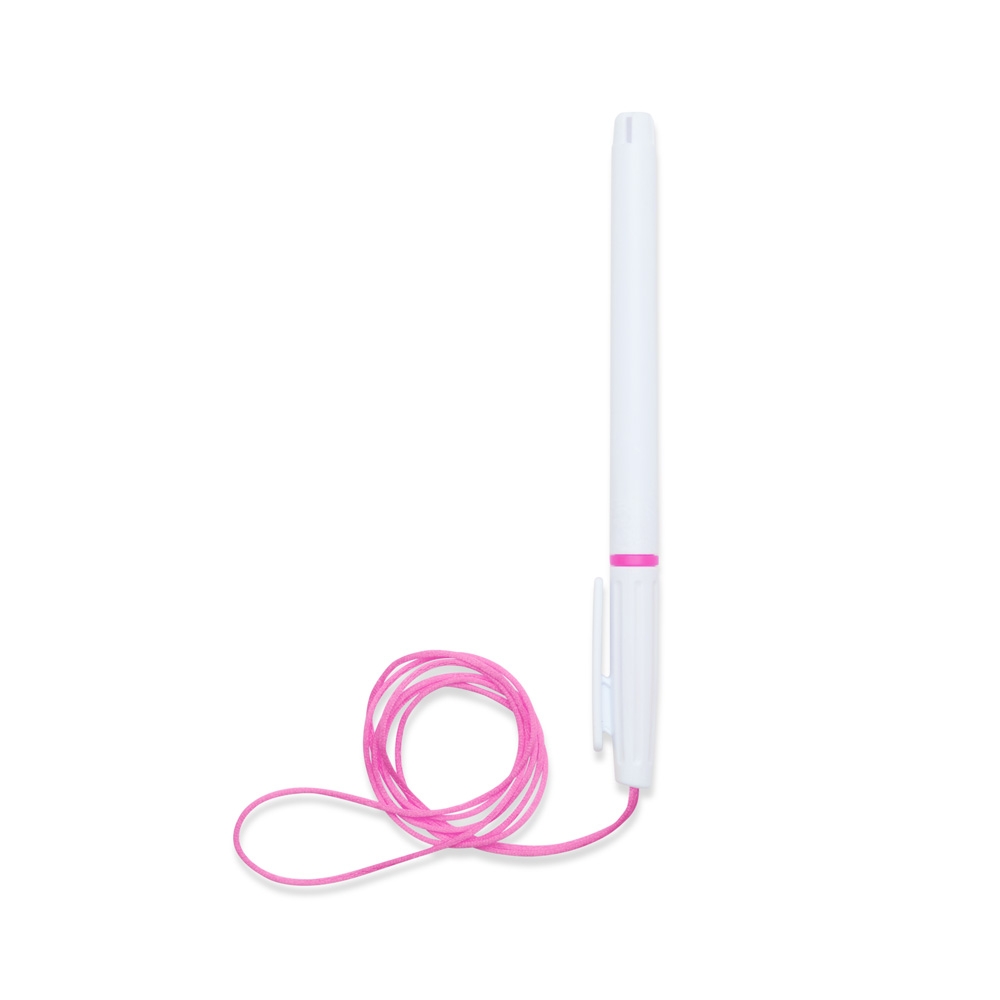 Caneta Plastica Com Cordao ROSA