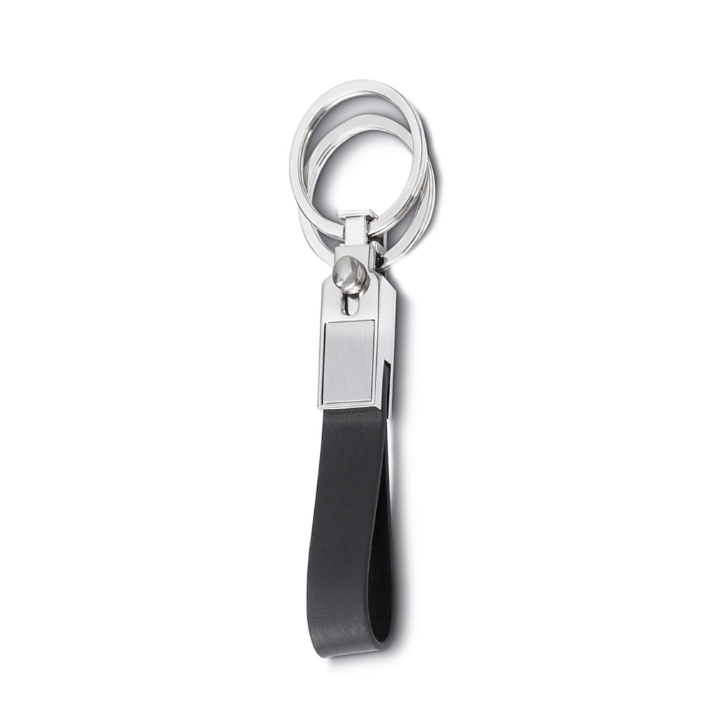 Chaveiro Metal Couro Sintetico com Argolas