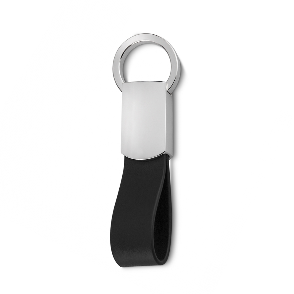 Chaveiro Metal com Couro PRETO